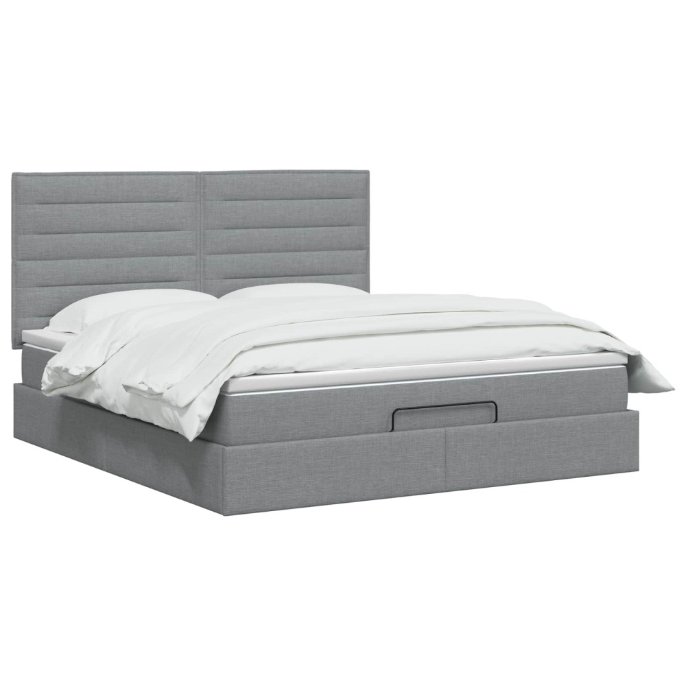 vidaXL Κρεβάτι Ottoman με στρώμα Ανοιχτό γκρι 160 x 200 cm Ύφασμα
