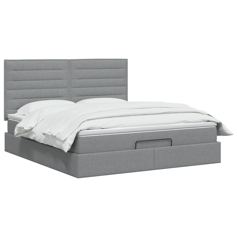 vidaXL Κρεβάτι Ottoman με στρώμα Ανοιχτό γκρι 160 x 200 cm Ύφασμα