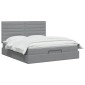 vidaXL Κρεβάτι Ottoman με στρώμα Ανοιχτό γκρι 160 x 200 cm Ύφασμα