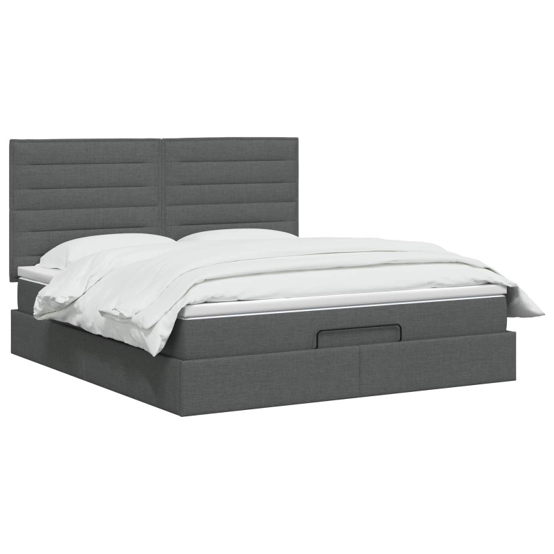vidaXL Κρεβάτι Ottoman με στρώμα Σκούρο Γκρι 160 x 200 cm Ύφασμα