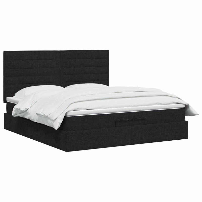 vidaXL Κρεβάτι Ottoman με στρώμα με κεφαλάρι Μαύρο 160 x 200 cm Ύφασμα