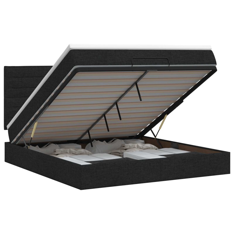 vidaXL Κρεβάτι Ottoman με στρώμα με κεφαλάρι Μαύρο 160 x 200 cm Ύφασμα