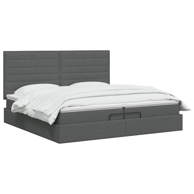 vidaXL Κρεβάτι Ottoman με στρώμα Σκούρο Γκρι 200 x 200 cm Ύφασμα