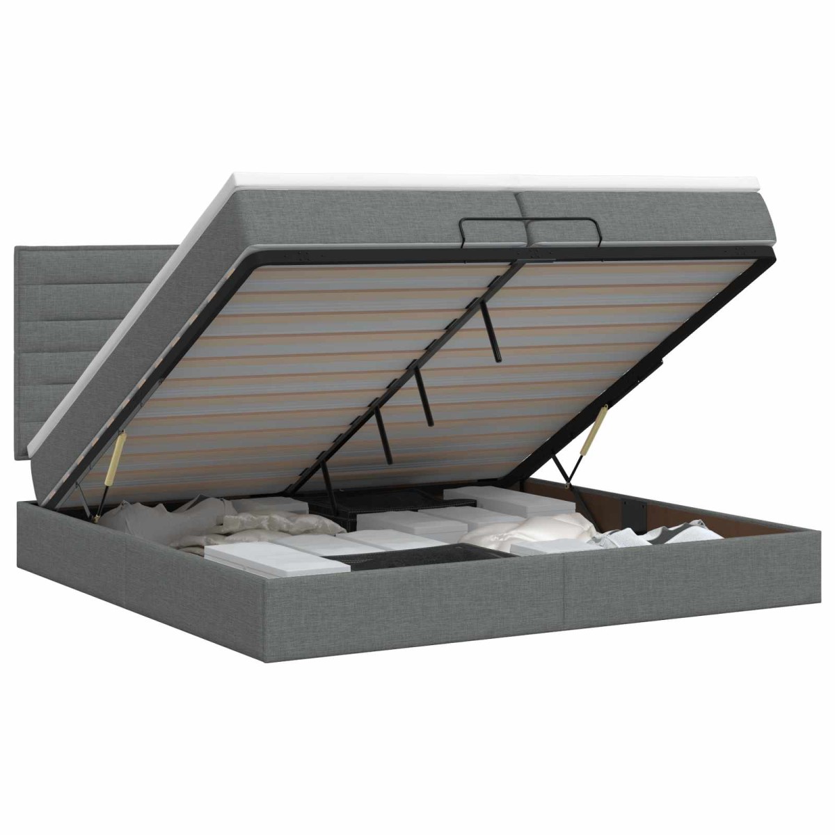 vidaXL Κρεβάτι Ottoman με στρώμα Σκούρο Γκρι 200 x 200 cm Ύφασμα