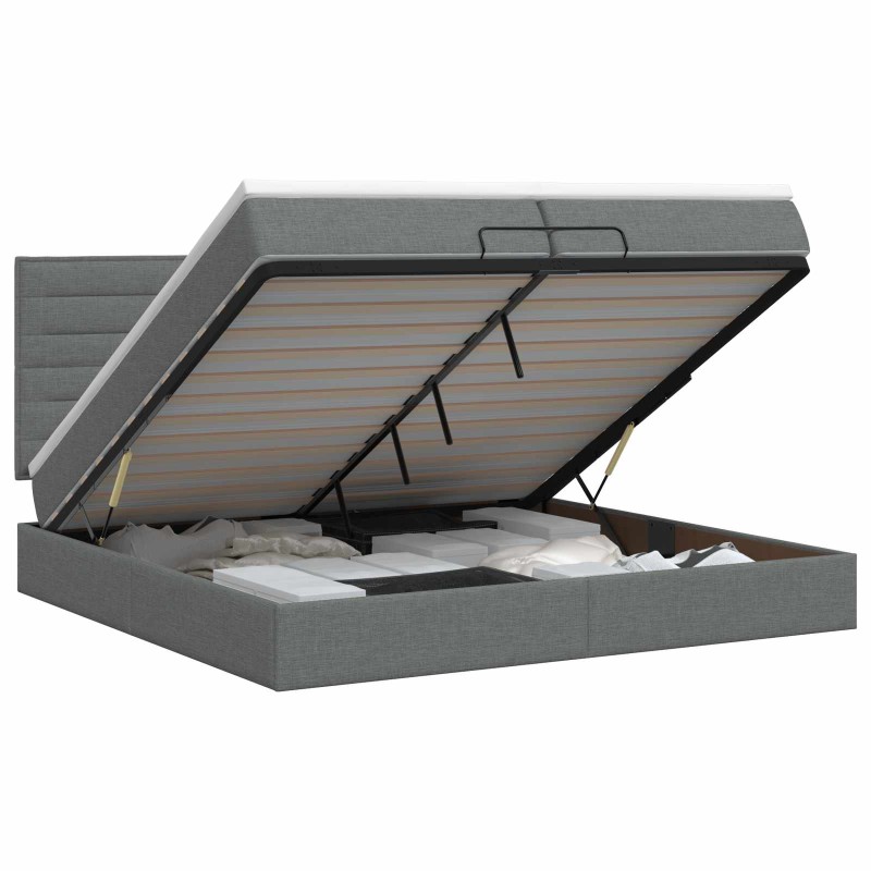 vidaXL Κρεβάτι Ottoman με στρώμα Σκούρο Γκρι 200 x 200 cm Ύφασμα