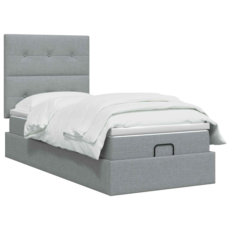 vidaXL Κρεβάτι Ottoman με στρώμα Ανοιχτό γκρι 80 x 200 cm Ύφασμα