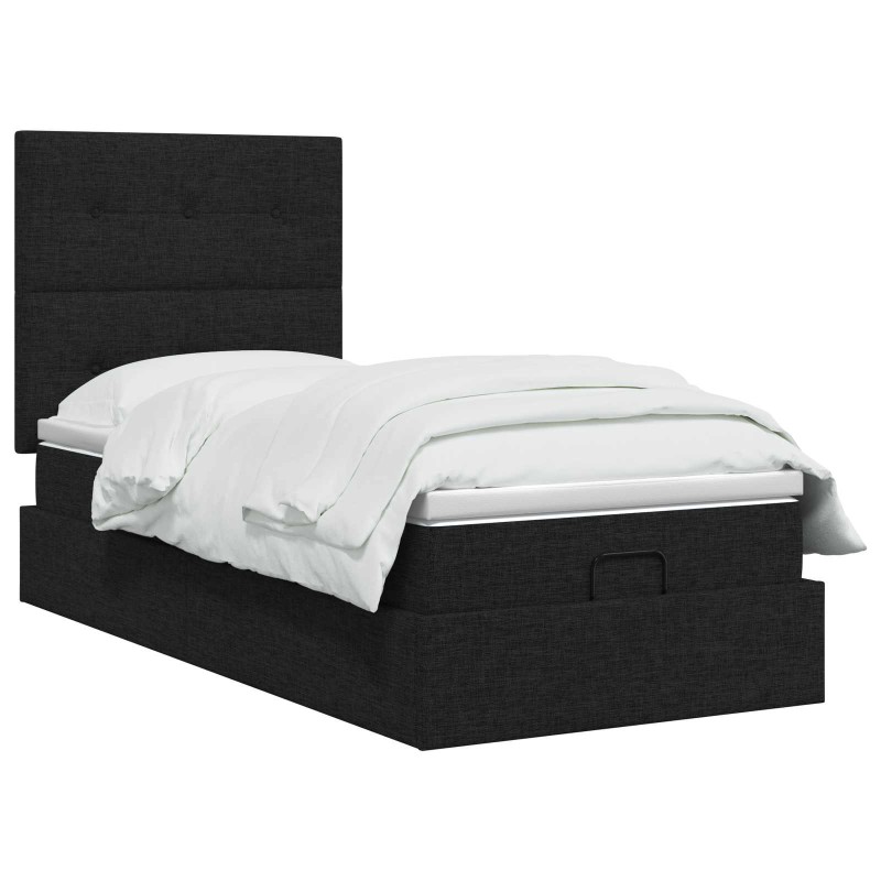 vidaXL Κρεβάτι Ottoman με στρώμα με κεφαλάρι Μαύρο 80 x 200 cm Ύφασμα