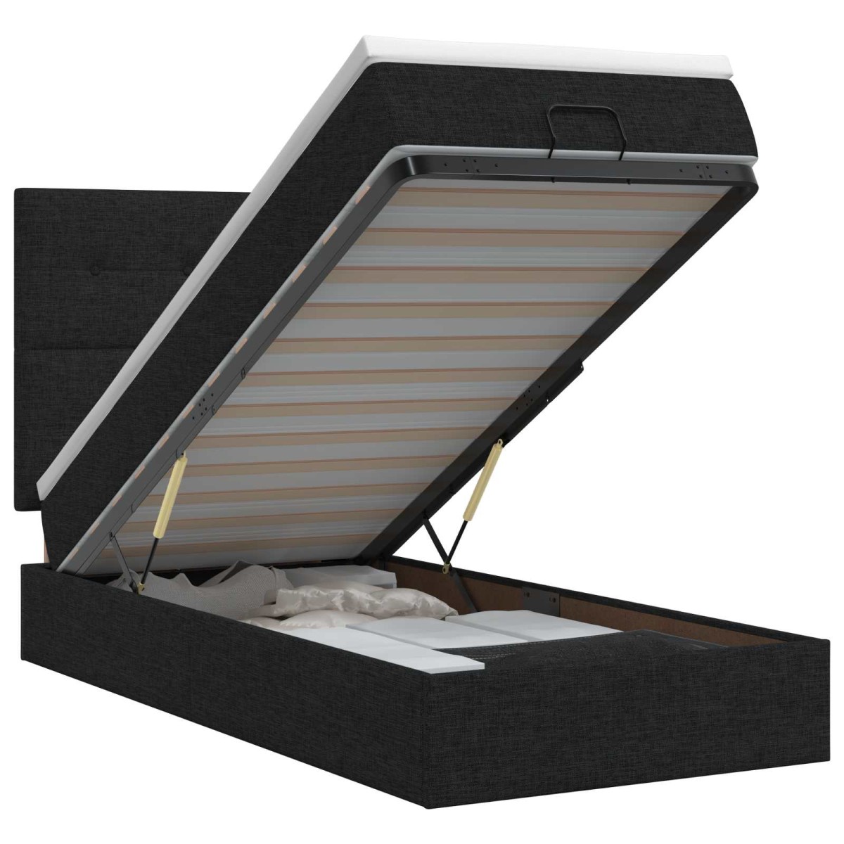 vidaXL Κρεβάτι Ottoman με στρώμα με κεφαλάρι Μαύρο 80 x 200 cm Ύφασμα