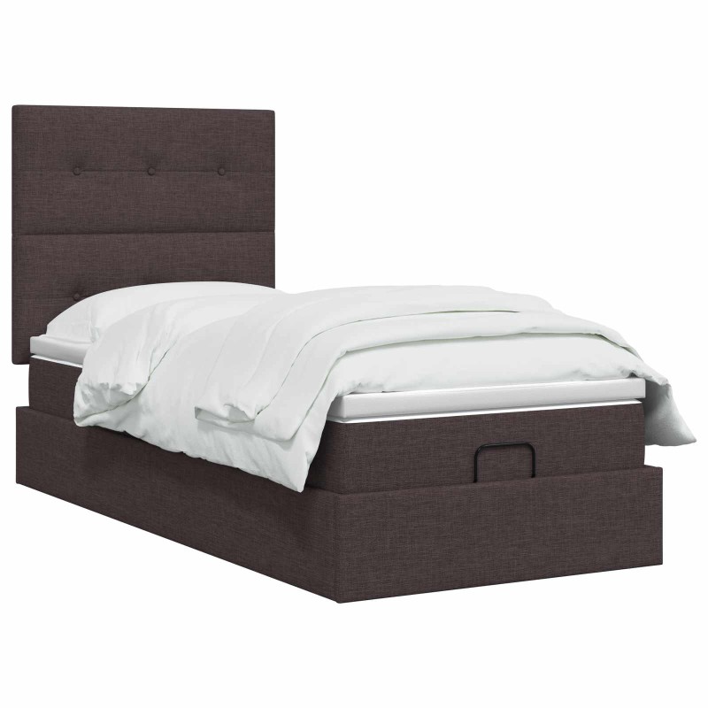 vidaXL Κρεβάτι Ottoman με στρώμα Σκούρο Καφέ 80 x 200 cm Ύφασμα