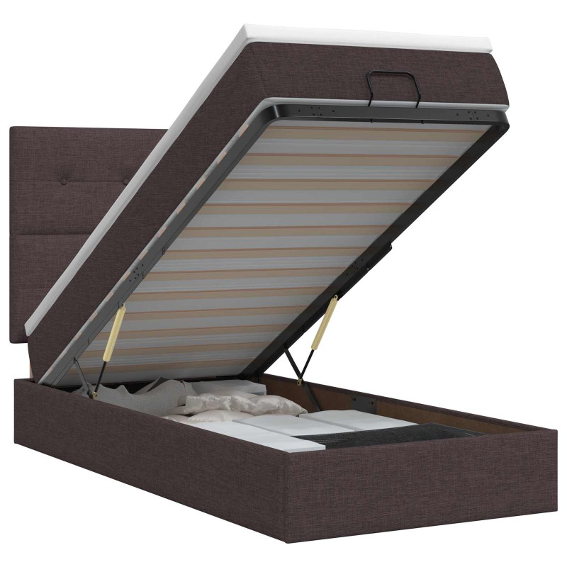 vidaXL Κρεβάτι Ottoman με στρώμα Σκούρο Καφέ 80 x 200 cm Ύφασμα