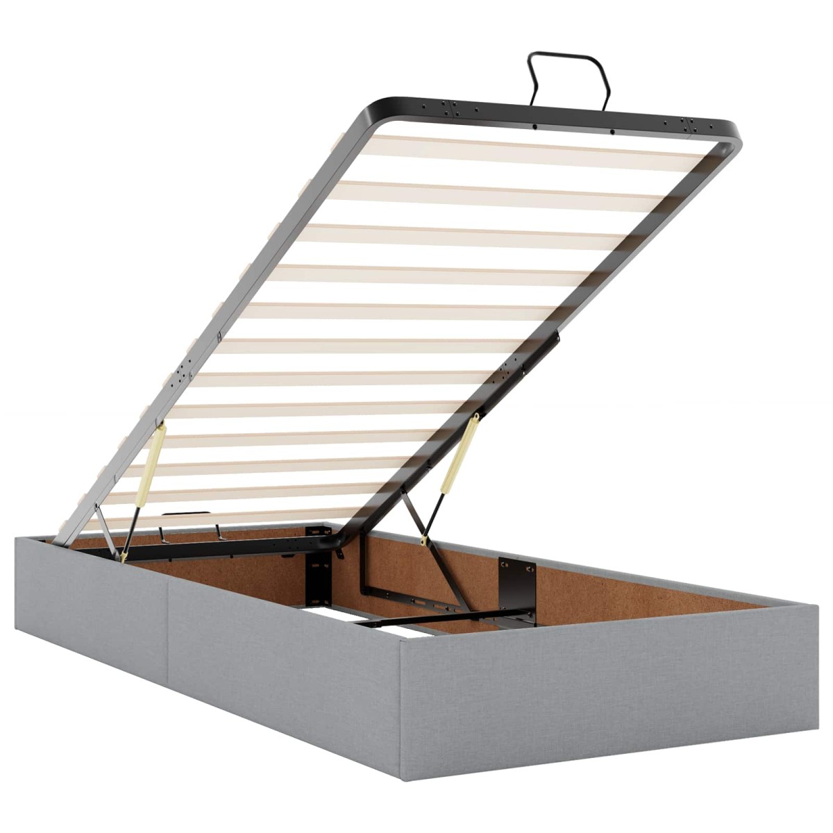 vidaXL Κρεβάτι Ottoman με στρώμα Ανοιχτό γκρι 90 x 190 cm Ύφασμα