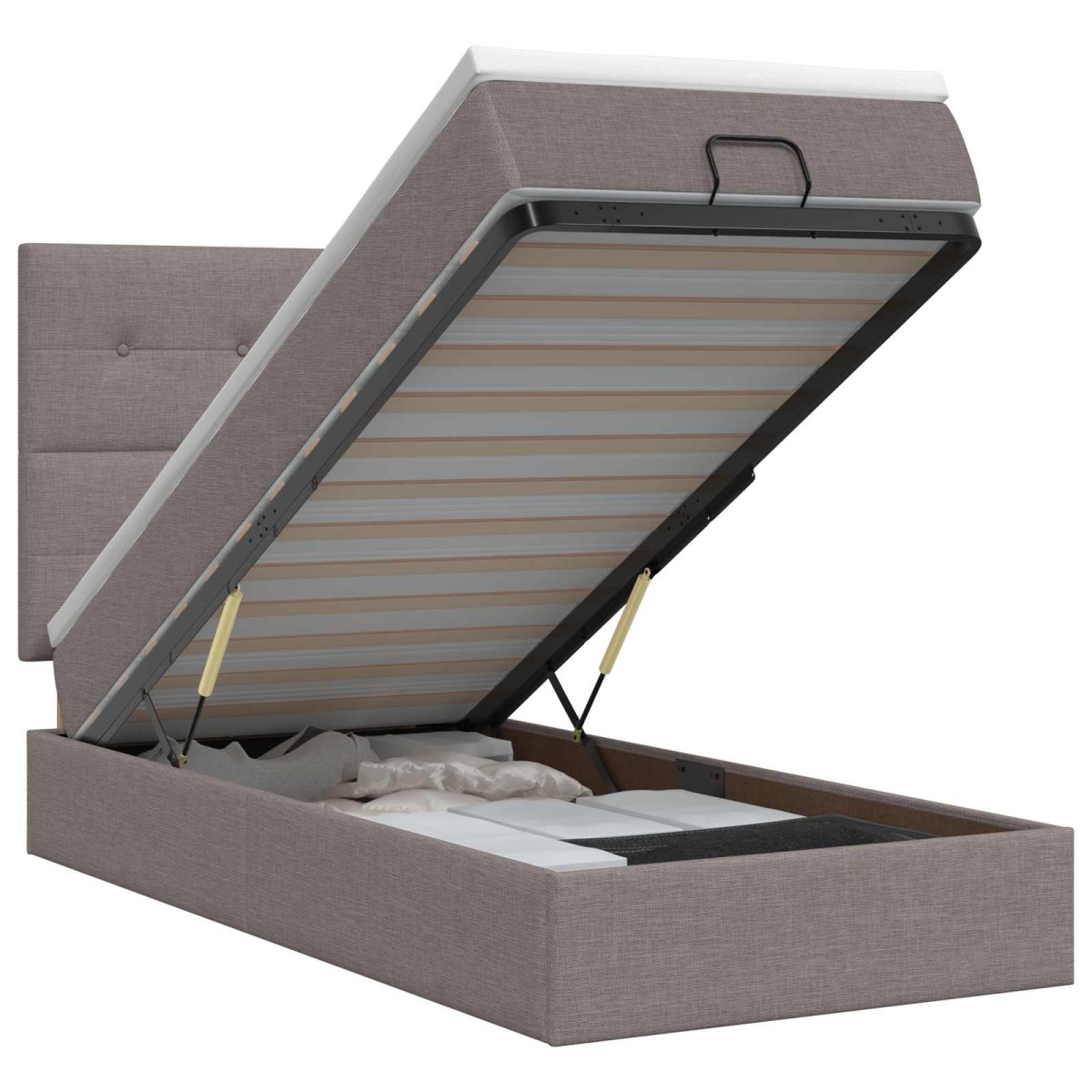 vidaXL Κρεβάτι Ottoman με στρώμα με κεφαλάρι Taupe 90 x 200 cm Ύφασμα