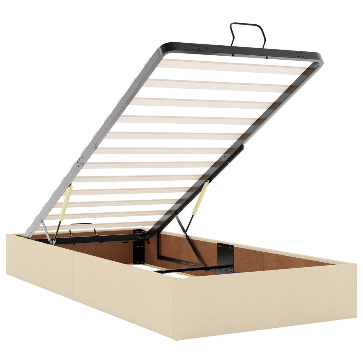 vidaXL Κρεβάτι Ottoman με στρώμα με κεφαλάρι Κρεμ 90 x 200 cm Ύφασμα