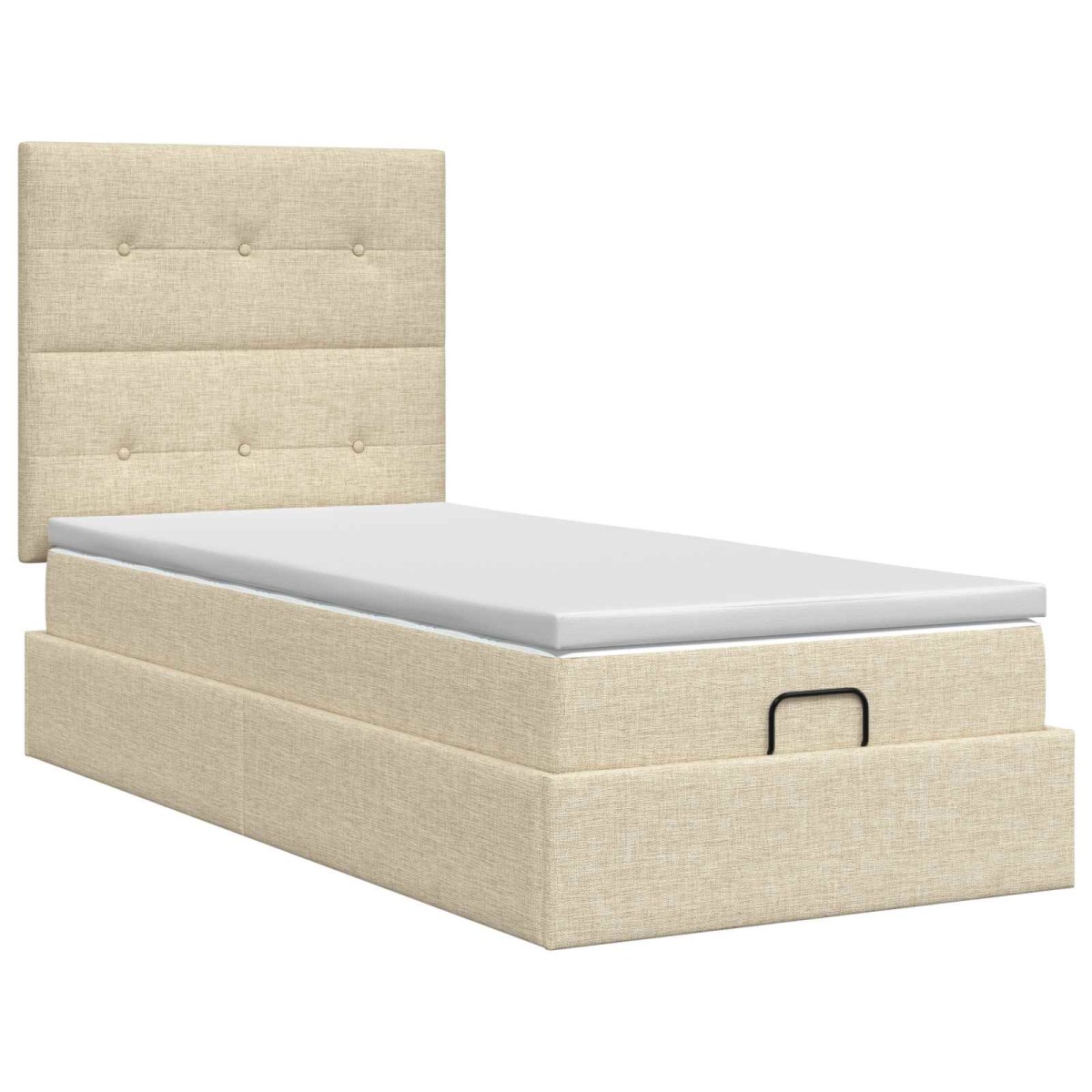 vidaXL Κρεβάτι Ottoman με στρώμα με κεφαλάρι Κρεμ 90 x 200 cm Ύφασμα