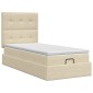 vidaXL Κρεβάτι Ottoman με στρώμα με κεφαλάρι Κρεμ 90 x 200 cm Ύφασμα