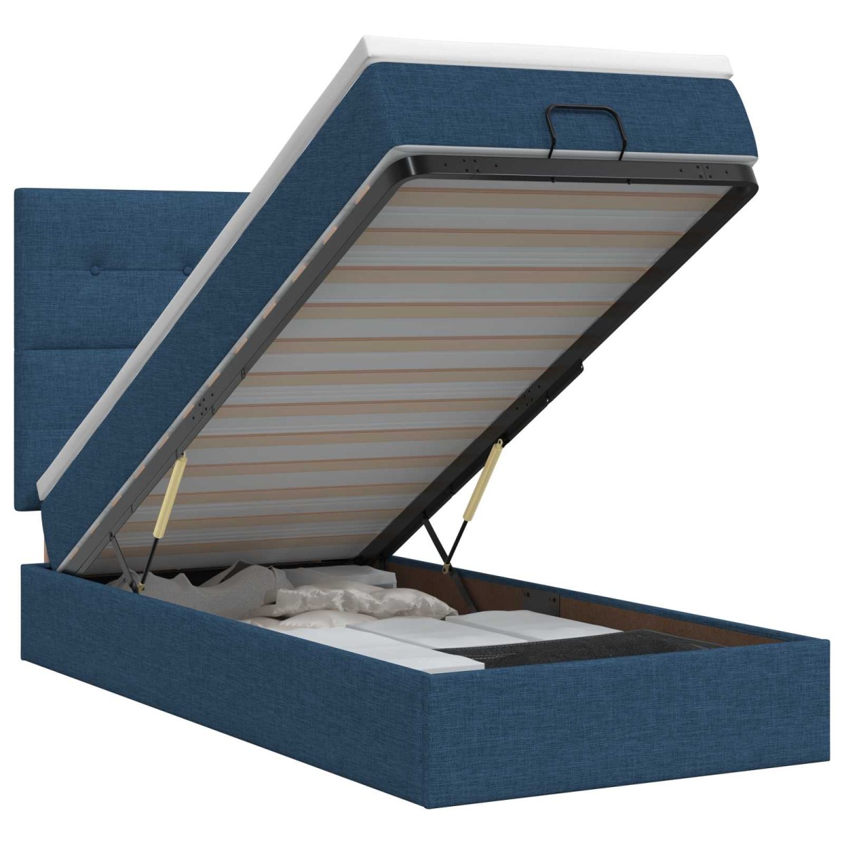 vidaXL Κρεβάτι Ottoman με στρώμα με κεφαλάρι Μπλε 100 x 200 cm Ύφασμα