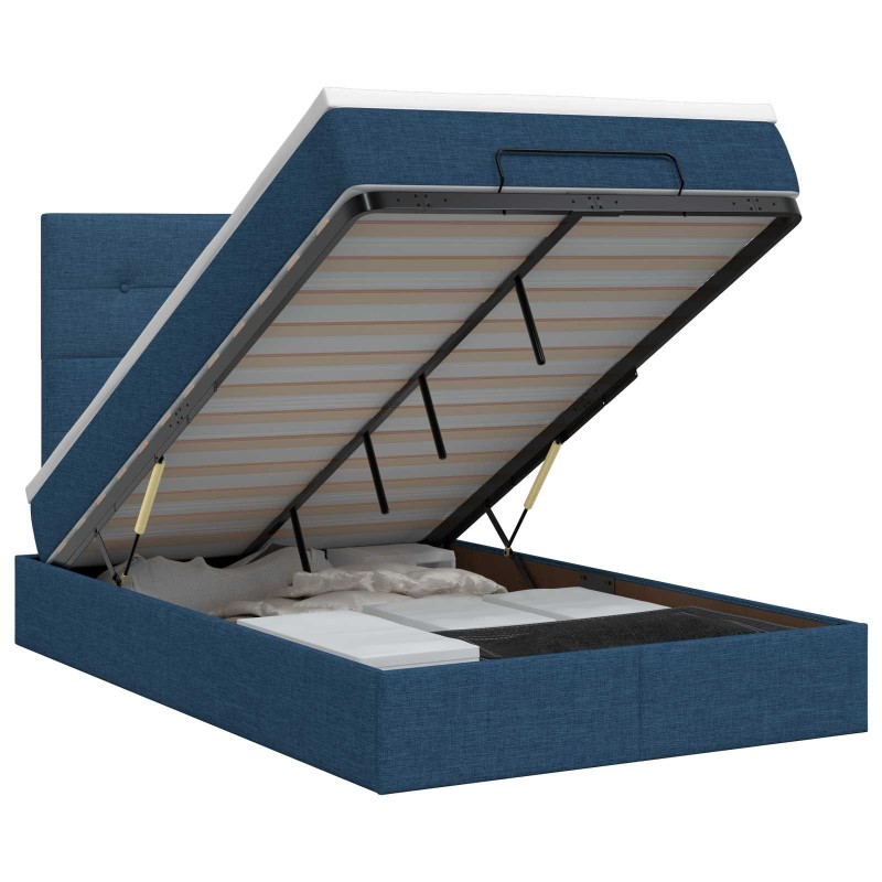 vidaXL Κρεβάτι Ottoman με στρώμα με κεφαλάρι Μπλε 120 x 190 cm Ύφασμα