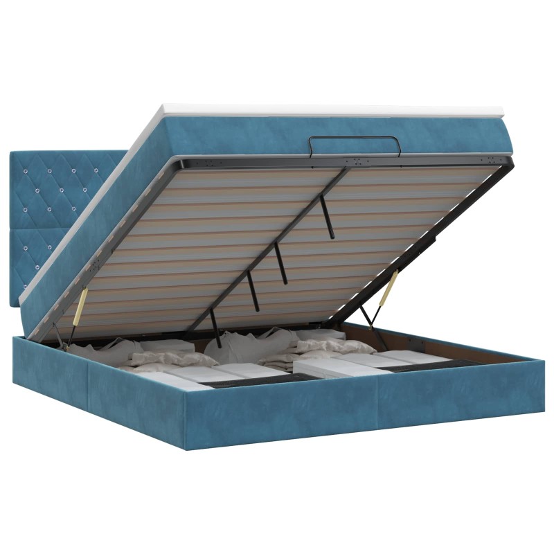 vidaXL Κρεβάτι Ottoman με στρώμα Σκούρο Μπλε 140 x 200 cm Βελούδο