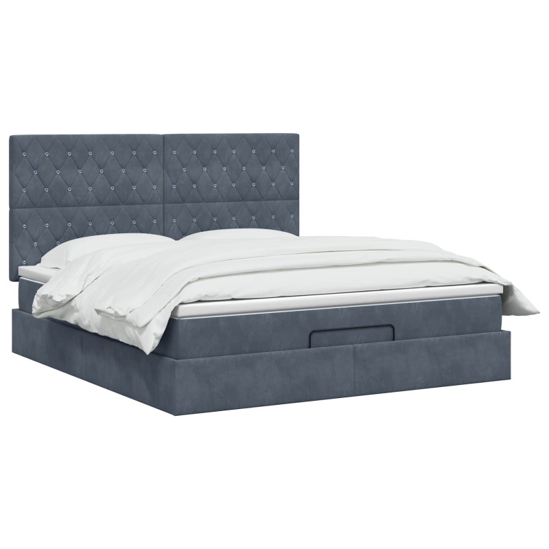 vidaXL Κρεβάτι Ottoman με στρώμα Σκούρο Γκρι 160 x 200 cm Βελούδο