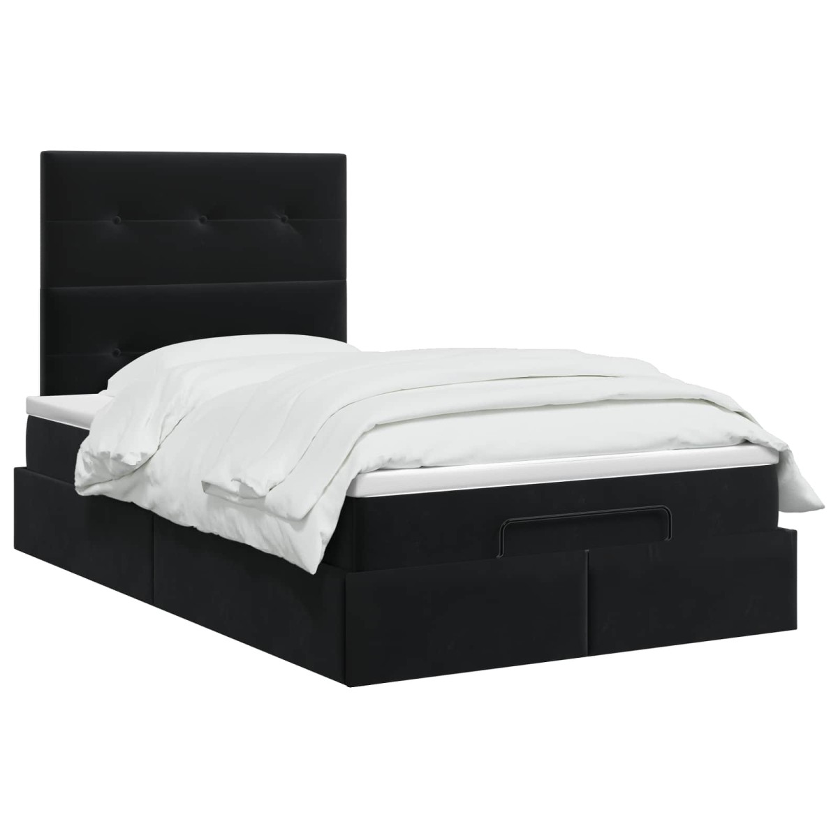 vidaXL Κρεβάτι Ottoman με στρώμα Μαύρο 120 x 190 cm Βελούδο