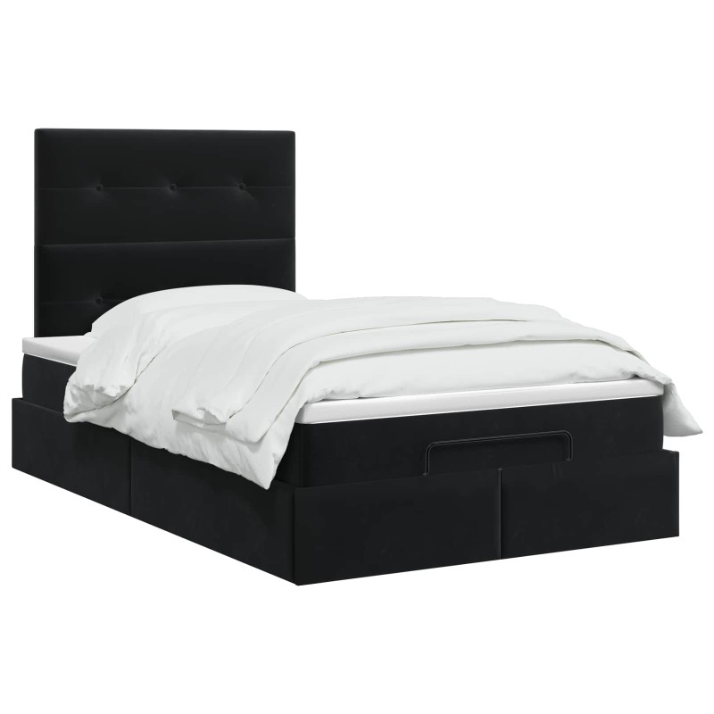vidaXL Κρεβάτι Ottoman με στρώμα Μαύρο 120 x 190 cm Βελούδο