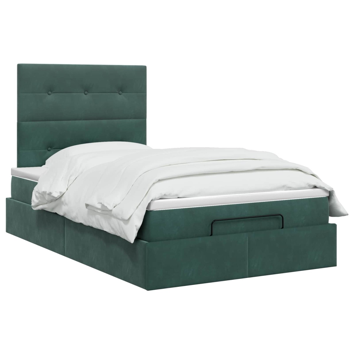 vidaXL Κρεβάτι Ottoman με στρώμα Σκούρο Πράσινο 120 x 190 cm Βελούδο