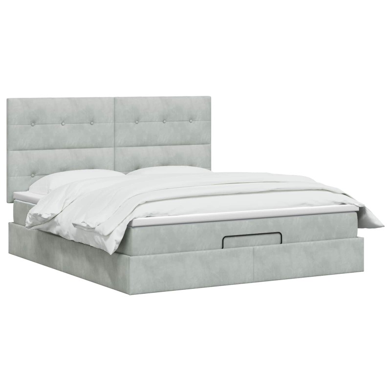 vidaXL Κρεβάτι Ottoman με στρώμα Ανοιχτό γκρι 140 x 190 cm Βελούδο