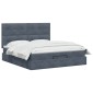 vidaXL Κρεβάτι Ottoman με στρώμα Σκούρο Γκρι 140 x 190 cm Βελούδο