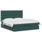 vidaXL Κρεβάτι Ottoman με στρώμα Σκούρο Πράσινο 140 x 190 cm Βελούδο