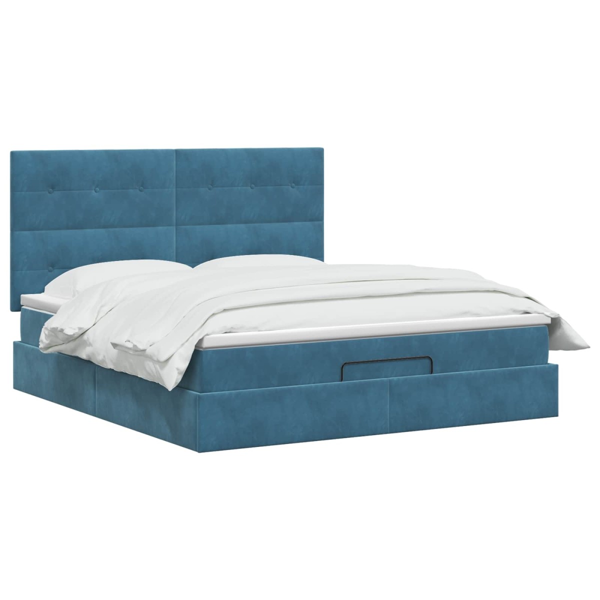 vidaXL Κρεβάτι Ottoman με στρώμα Σκούρο Μπλε 140 x 190 cm Βελούδο