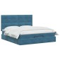 vidaXL Κρεβάτι Ottoman με στρώμα Σκούρο Μπλε 140 x 200 cm Βελούδο