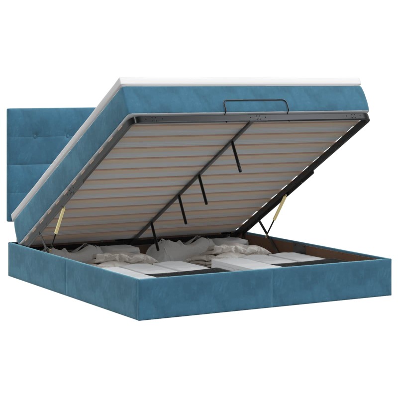 vidaXL Κρεβάτι Ottoman με στρώμα Σκούρο Μπλε 160 x 200 cm Βελούδο