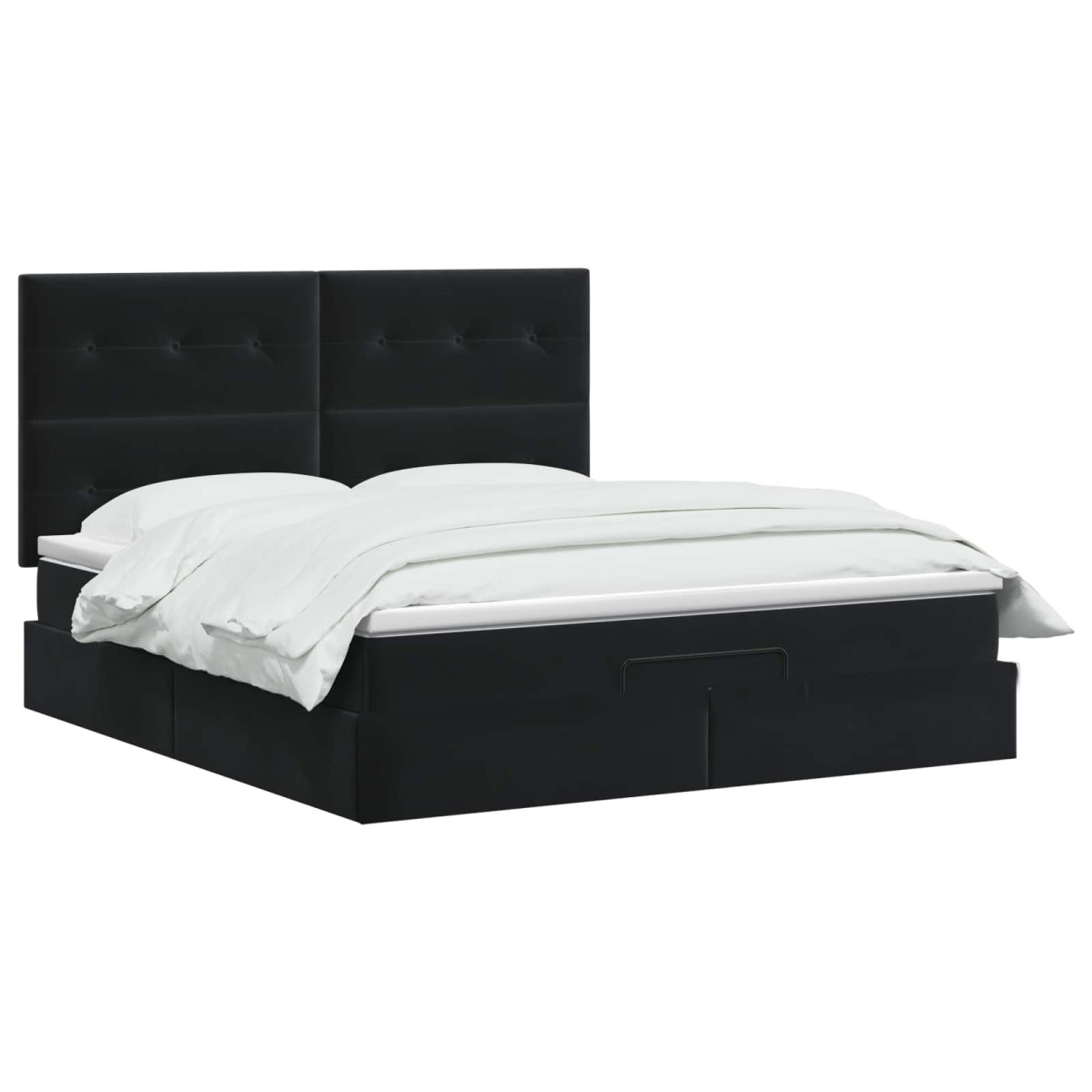 vidaXL Κρεβάτι Ottoman με στρώμα Μαύρο 180 x 200 cm Βελούδο