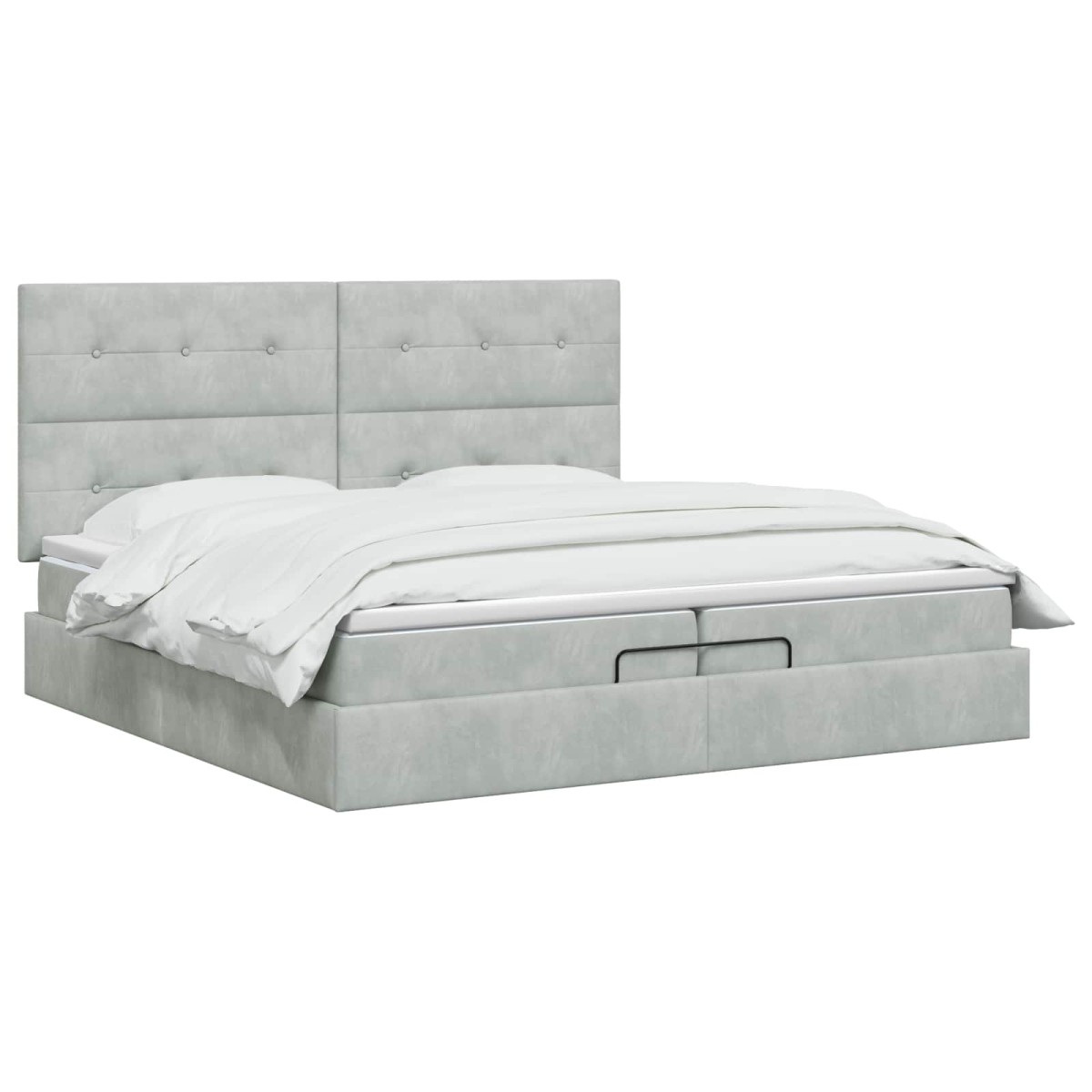 vidaXL Κρεβάτι Ottoman με στρώμα Ανοιχτό γκρι 200 x 200 cm Βελούδο