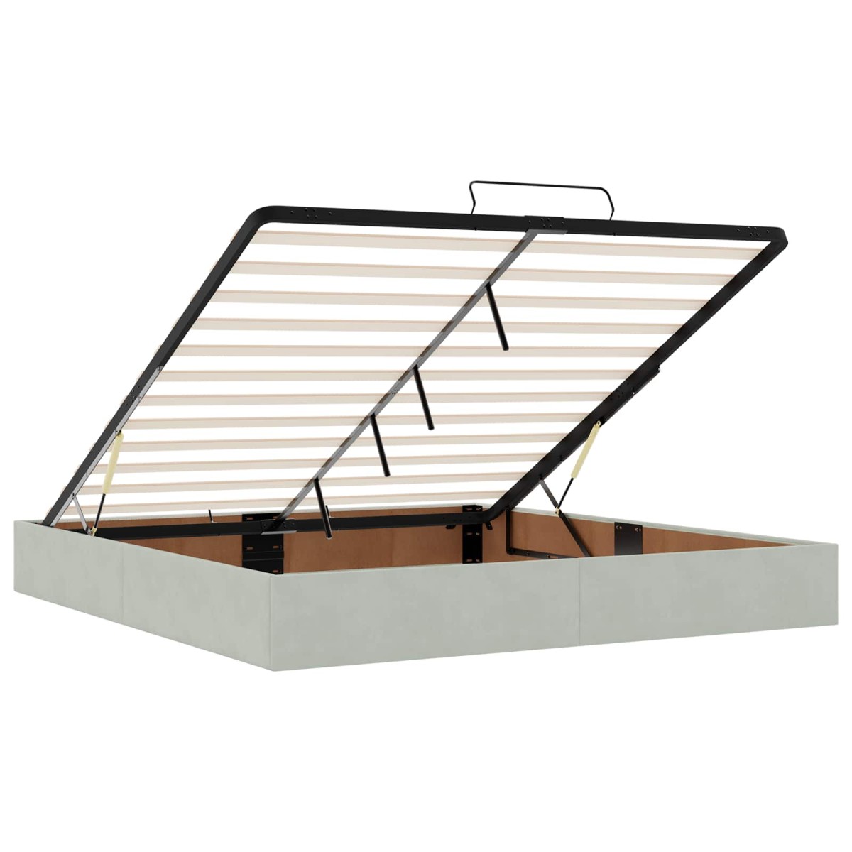 vidaXL Κρεβάτι Ottoman με στρώμα Ανοιχτό γκρι 200 x 200 cm Βελούδο