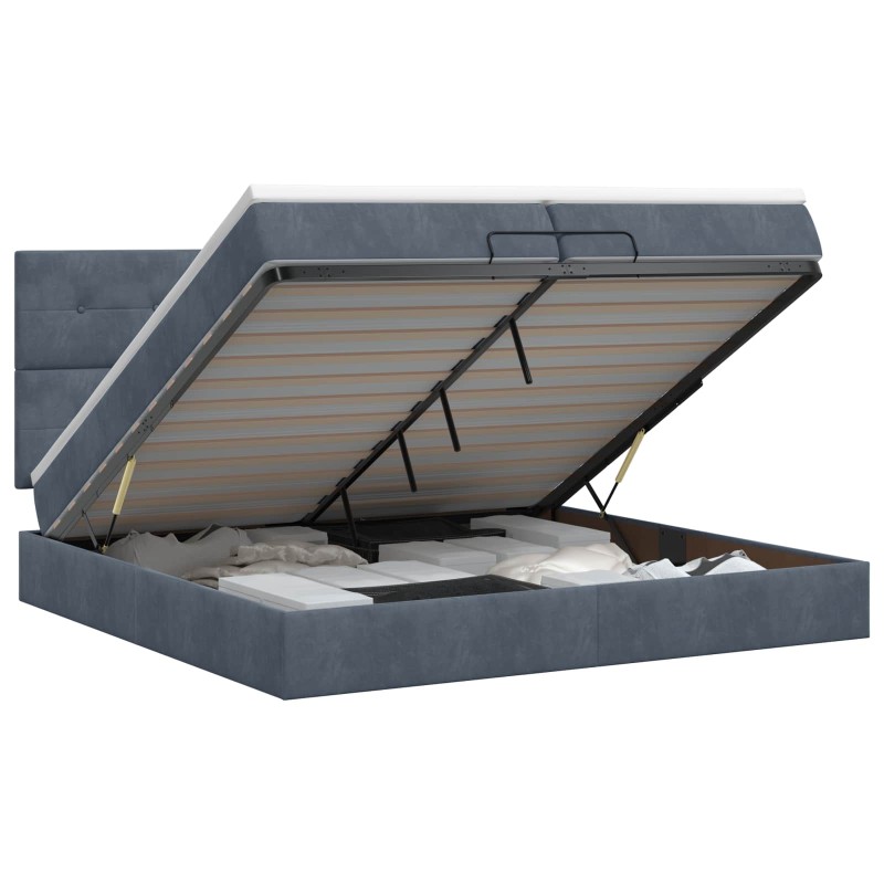 vidaXL Κρεβάτι Ottoman με στρώμα Σκούρο Γκρι 200 x 200 cm Βελούδο
