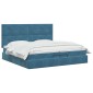 vidaXL Κρεβάτι Ottoman με στρώμα Σκούρο Μπλε 200 x 200 cm Βελούδο