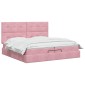 vidaXL Κρεβάτι Ottoman με στρώμα με κεφαλάρι Ροζ 200 x 200 cm Βελούδο