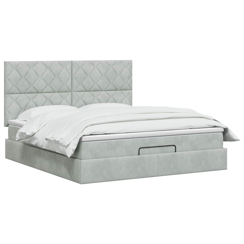 vidaXL Κρεβάτι Ottoman με στρώμα Ανοιχτό γκρι 140 x 200 cm Βελούδο