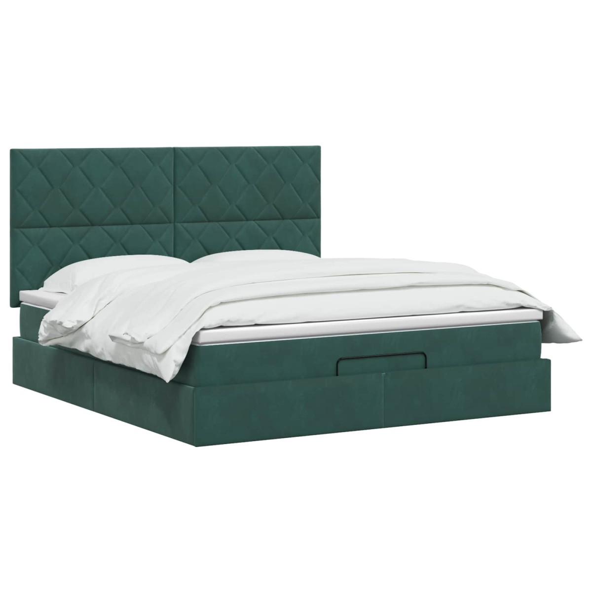 vidaXL Κρεβάτι Ottoman με στρώμα Σκούρο Πράσινο 140 x 200 cm Βελούδο