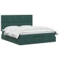 vidaXL Κρεβάτι Ottoman με στρώμα Σκούρο Πράσινο 140 x 200 cm Βελούδο