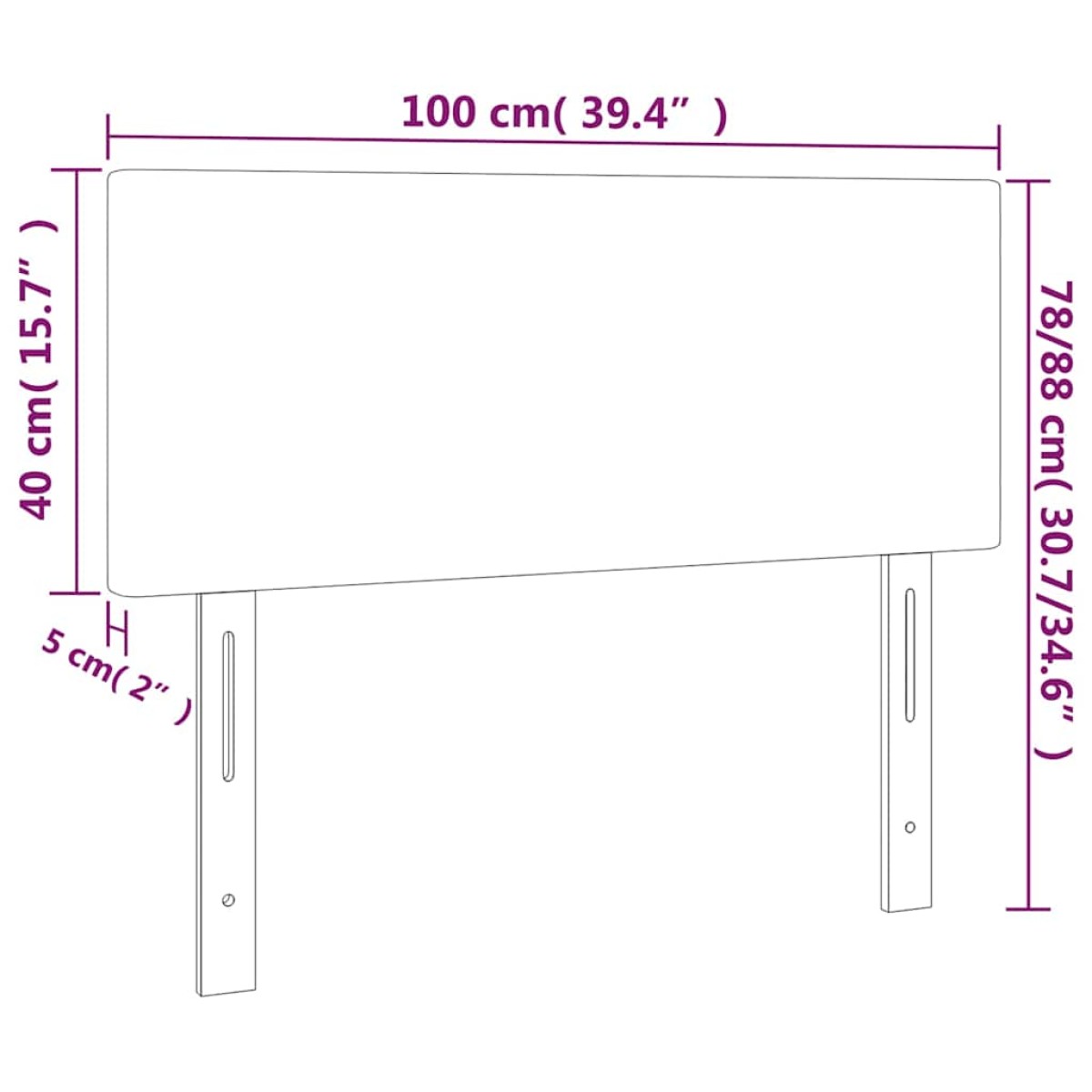vidaXL Κεφαλάρι Κρεβατιού Σκούρο Μπλε 100x5x78/88 εκ. Βελούδινο