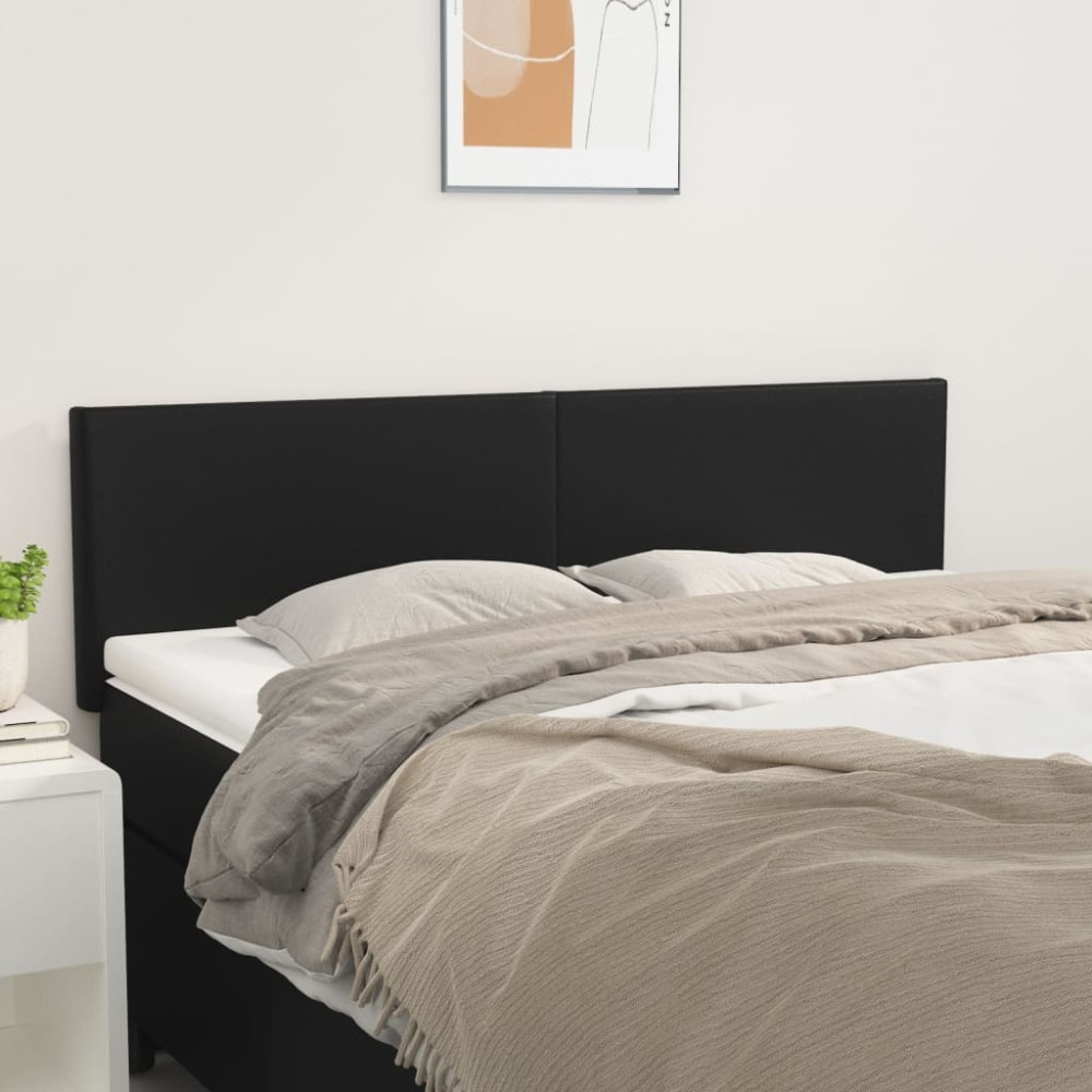 vidaXL Κεφαλάρια Μαύρα 144x5x78/88 εκ. από Συνθετικό Δέρμα