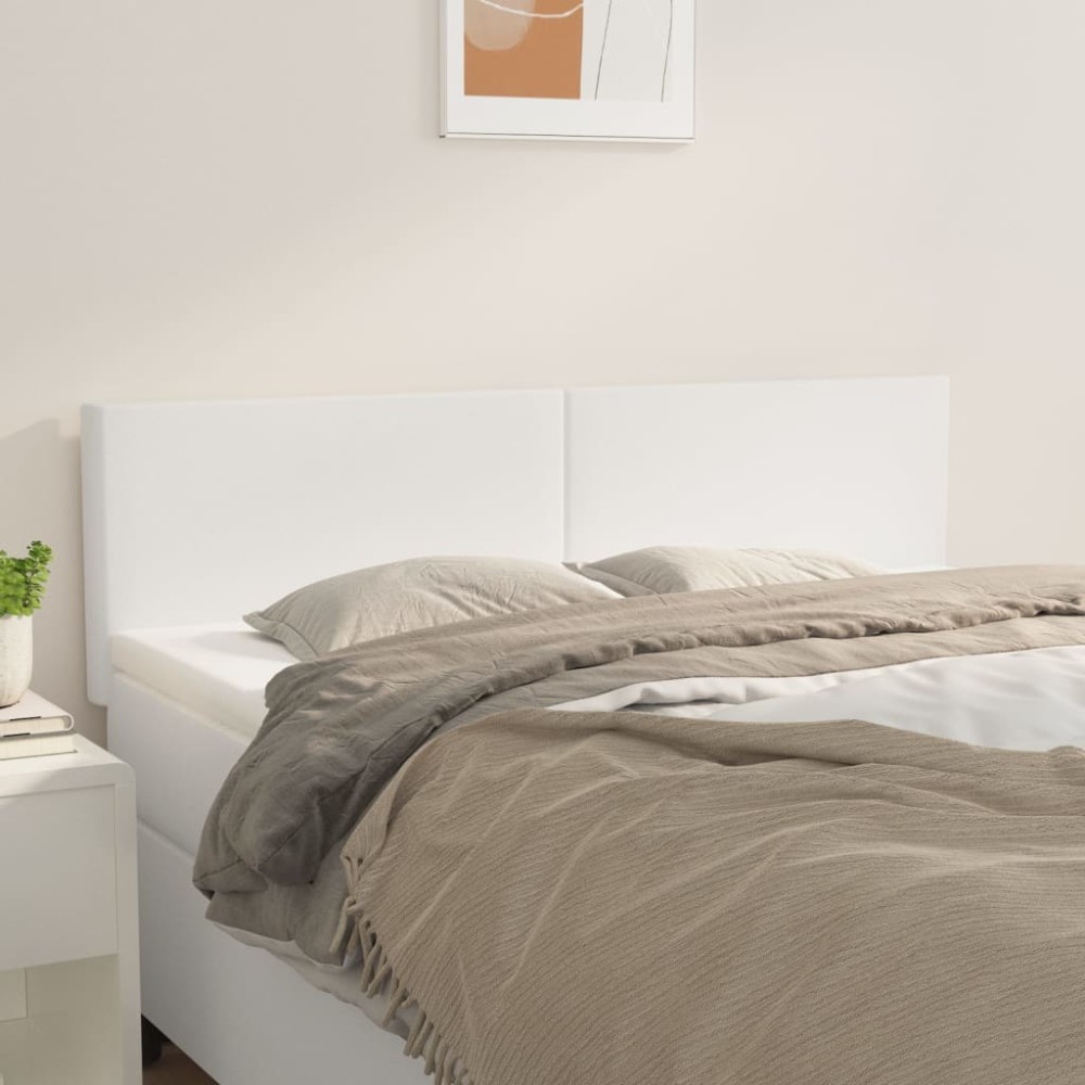 vidaXL Κεφαλάρια Λευκά 144x5x78/88 εκ. από Συνθετικό Δέρμα