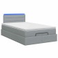 vidaXL Κρεβάτι Ottoman με Στρώμα και LED Ανοιχτό γκρι 120 x 190 cm