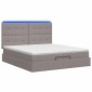 vidaXL Κρεβάτι Ottoman με Στρώμα και LED Taupe 140 x 200 cm Ύφασμα