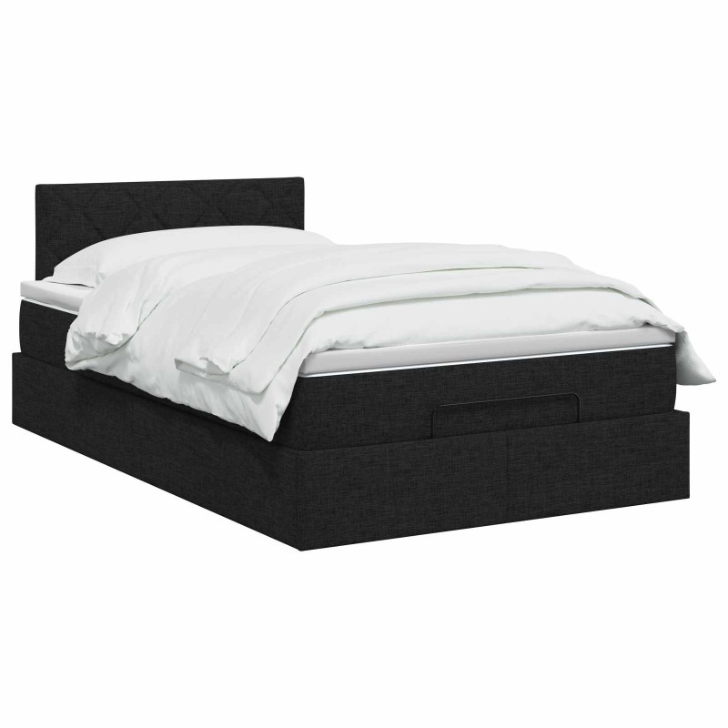 vidaXL Κρεβάτι Ottoman με Στρώμα και LED Μαύρο 120 x 190 cm Ύφασμα