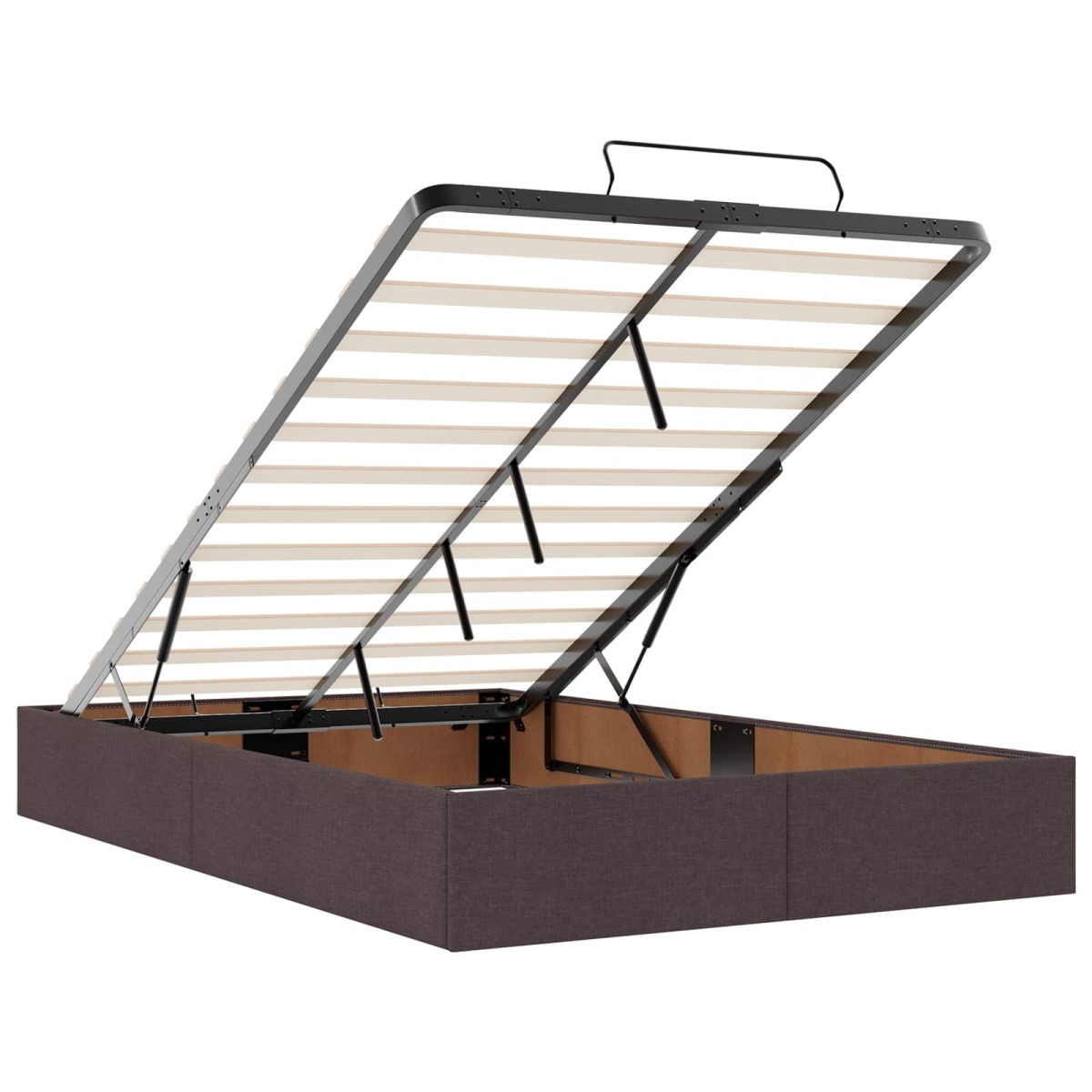 vidaXL Κρεβάτι Ottoman με Στρώμα και LED Σκούρο Καφέ 120 x 190 cm
