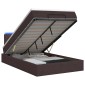 vidaXL Κρεβάτι Ottoman με Στρώμα και LED Σκούρο Καφέ 120 x 190 cm