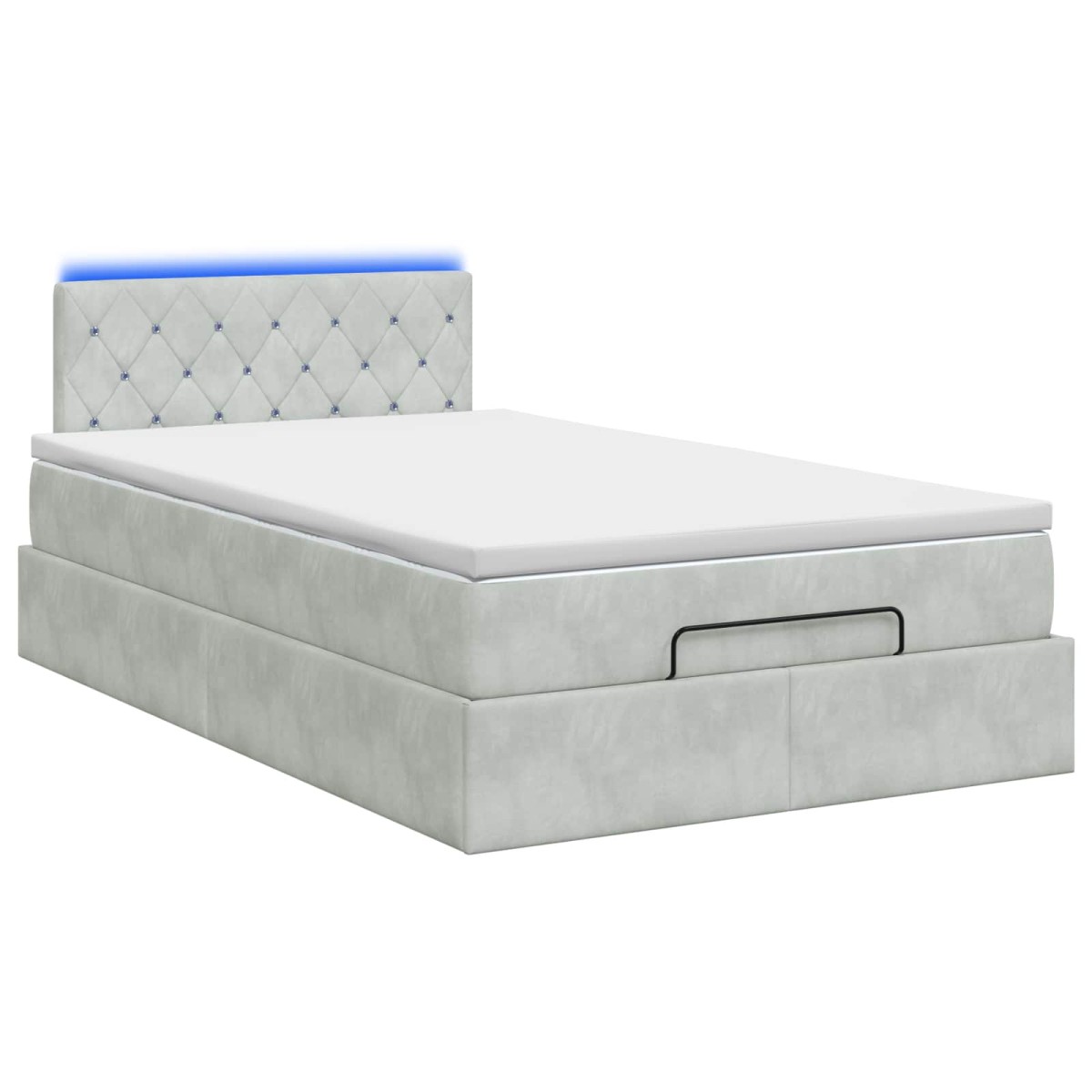 vidaXL Κρεβάτι Ottoman με Στρώμα και LED Ανοιχτό γκρι 120 x 190 cm